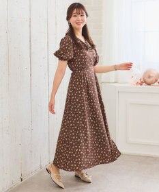 Feroux カシュクールデザイン 小花プリントワンピース
