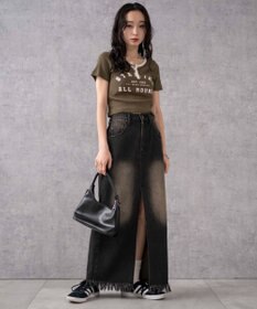 WEGO ヴィンテージウォッシュデニムロングスカート