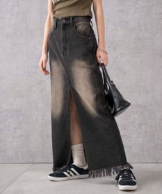 WEGO ヴィンテージウォッシュデニムロングスカート