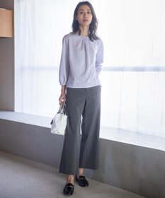 J.PRESS LADIES 【洗える・セットアップ対応】セルロースリネンストレッチ セミワイド パンツ