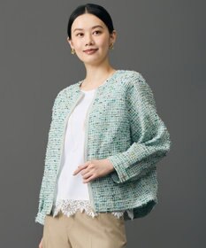 自由区 【顔まわり華やか・軽量】シアースラブジャガード ジャケット