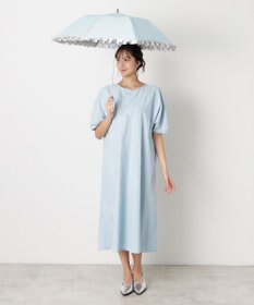 MOONBAT 【一級遮光/晴雨兼用】LANVIN en Bleu (ランバン オン ブルー)  折りたたみ日傘 シャイニーフリル 遮光 遮熱 UV