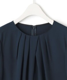 ICB 【洗える】ソフトジョーゼット　ランダムタックブラウス