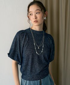 earth music&ecology ラメモールパフスリニットプルオーバー