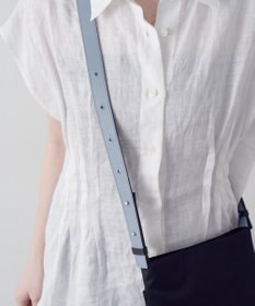 russet バイカラーレザーベルトフラットショルダーバッグ(SF-278)