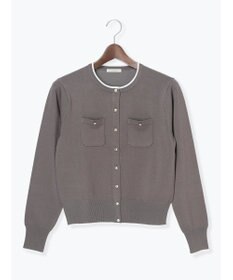 Te chichi 金釦ポケット付きクルーカーディガン