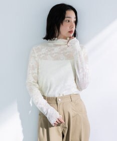 Green Parks プリーツレースハイネックプルオーバー