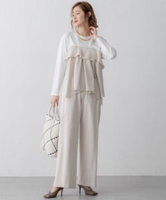 23区 【洗える】スラブツイルストレッチ ワイド パンツ