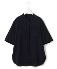 ICB 【UVカット・防シワ・洗える】ライトダブルクロス バンドカラーブラウス