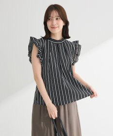 Green Parks ・ＥＬＥＮＣＡＲＥ　ＤＵＥ　ストライプフリルブラウス