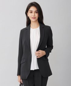 自由区 【セットアップ対応・洗える】トリアセダブルクロステーラード ジャケット ブラック系