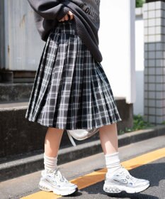 WEGO ベルト付プリーツミドルスカート