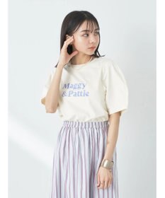 earth music&ecology フォルムスリーブ刺繍ロゴＴＥＥ