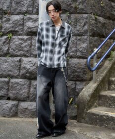 WEGO 【ユニセックス着用ITEM】オンブレチェックシャツジャケット