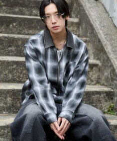 WEGO 【ユニセックス着用ITEM】オンブレチェックシャツジャケット