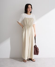 Green Parks 胸元バルーンワイドシルエットサロペット