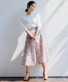 組曲 L 【洗える・シワになりにくい】フルラージュプリント スカート