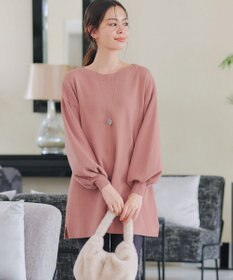 Tiaclasse L 【安田美沙子さん着用・洗える】ボリュームパフスリーブニットチュニック