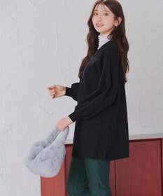 Tiaclasse L 【安田美沙子さん着用・洗える】ボリュームパフスリーブニットチュニック