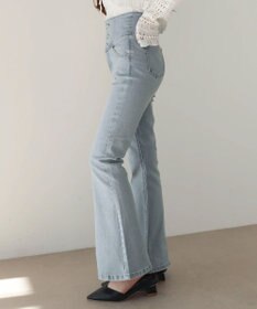 WEGO 【ストレッチ/美脚/脚長シルエット/XSSMサイズ展開】ハイウエストストレッチフレアデニムパンツ