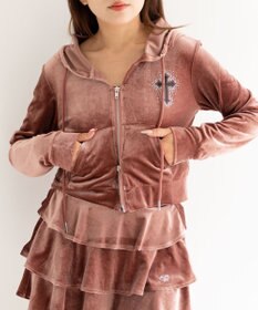 WEGO 【SETUP対応ITEM】ラインストーンベロアWZIPパーカー