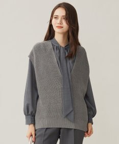 自由区 S 【洗える】コットンウールミドルゲージニット ベスト