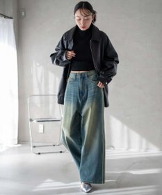 WEGO サイドラインワイドデニムパンツ