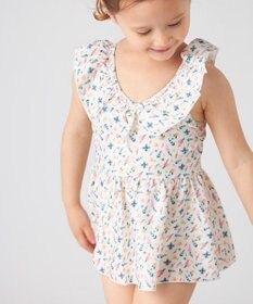 OP／FILA 【marie claire ENFANTS】小花柄編上げAライン水着
