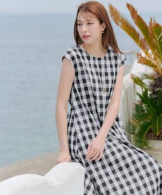 Tiaclasse L 【2WAY・洗える】ウエストリボンフレンチスリーブマキシワンピース