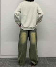 WEGO 【ユニセックス着用ITEM】ワッフルフリースOP刺繍クルートレーナー