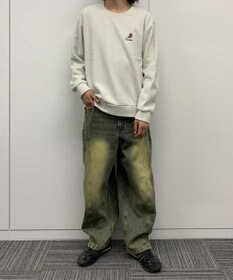 WEGO 【ユニセックス着用ITEM】ワッフルフリースOP刺繍クルートレーナー