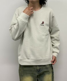 WEGO 【ユニセックス着用ITEM】ワッフルフリースOP刺繍クルートレーナー