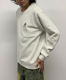 WEGO 【ユニセックス着用ITEM】ワッフルフリースOP刺繍クルートレーナー