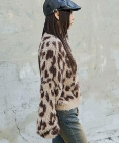 WEGO レオパードシャギーショートニット