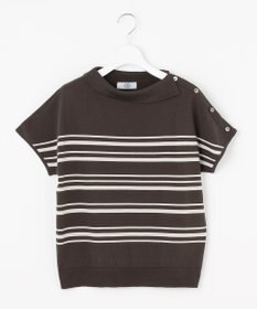 J.PRESS LADIES 【WEB限定カラーあり・洗える・抗菌防臭】COTTON POLYESTER ボーダー 襟付き ニット