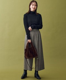 ANY L ウール混リブタートルネックカットソー