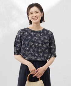 J.PRESS LADIES L 【洗える】ラインフラワープリント ブラウス