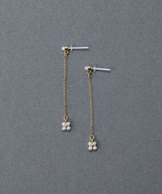 Phoebe 〈金属アレルギー対応〉タイニーフラワーロングセラミックポストピアス　チェーンピアス/小粒パール/揺れるピアス