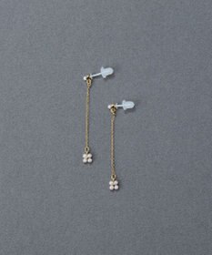 Phoebe 〈金属アレルギー対応〉タイニーフラワーロングセラミックポストピアス　チェーンピアス/小粒パール/揺れるピアス