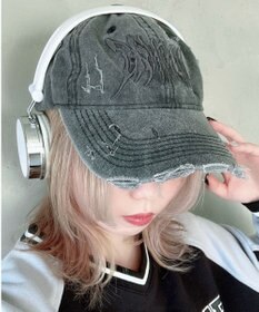 WEGO トライバルロゴダメージピグメントキャップ