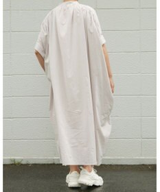 muuc キャッチ裾切り替えフレンチスリーブワンピース〈前開きで羽織にも〉〈日本製〉〈上品な透け感〉〈体型カバー・フリーサイズ〉〈モードな異素材・コットンローン使用〉