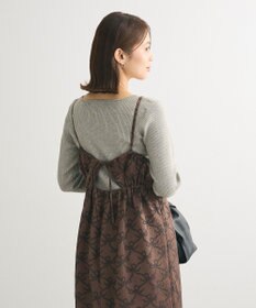 Green Parks もちっと袖配色ボートネックニットプルオーハ