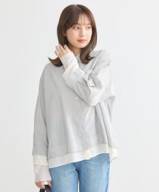 earth music&ecology シフォン×チュールレイヤードシャツ