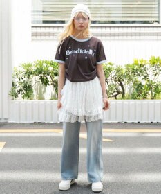 WEGO グラフィックサイドリボンドロストショートT