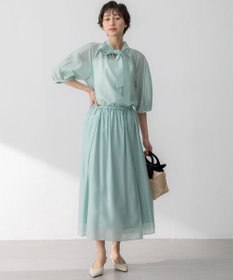 23区 L 【WEB&一部店舗限定/洗える】ライトシアーミクスチャー ボウタイ ブラウス