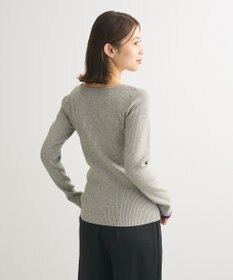 Green Parks もちっと袖配色ボートネックニットプルオーハ