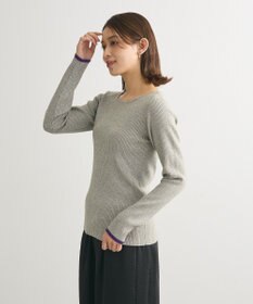 Green Parks もちっと袖配色ボートネックニットプルオーハ