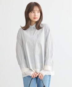 earth music&ecology シフォン×チュールレイヤードシャツ