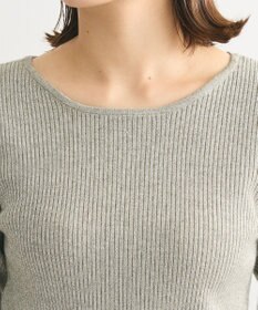 Green Parks もちっと袖配色ボートネックニットプルオーハ