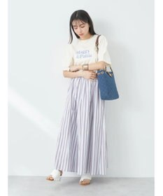 earth music&ecology フォルムスリーブ刺繍ロゴＴＥＥ